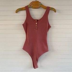 Active USA Pink Ribbed Tank Bodysuit Size M